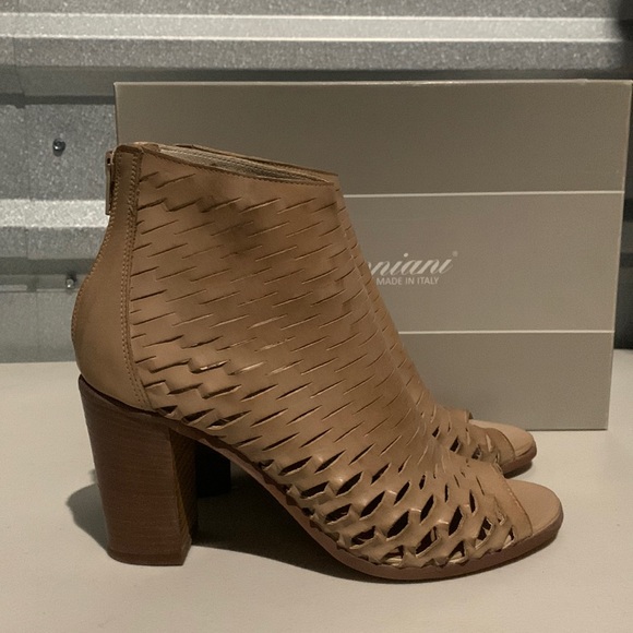 Piampiani Boots Heel Leather Ankle Women’s Size 37 US 6.5 Brown Italian - Picture 1 of 13